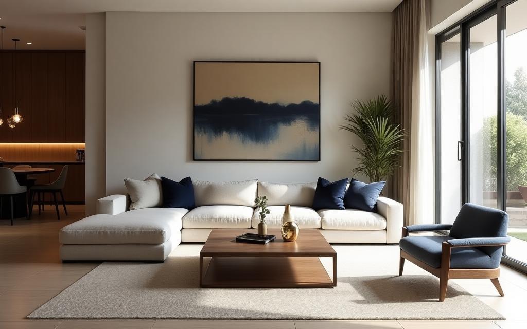Salotto contemporaneo con divano Sofiori Interiors